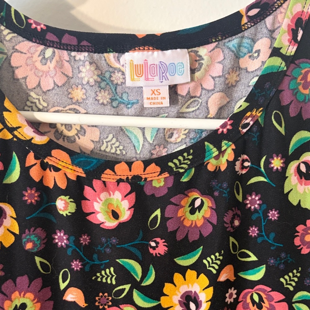 LuLaRoe Black Dress with Colorful Floral Design - Picture 2 of 3